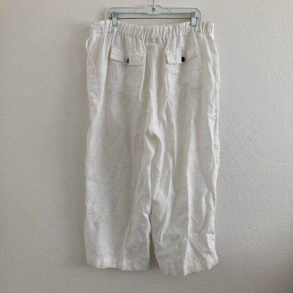 Charter Club 100% Linen White Cropped Pants Katherine Fit Beach Coast Size 16W - Picture 6 of 9